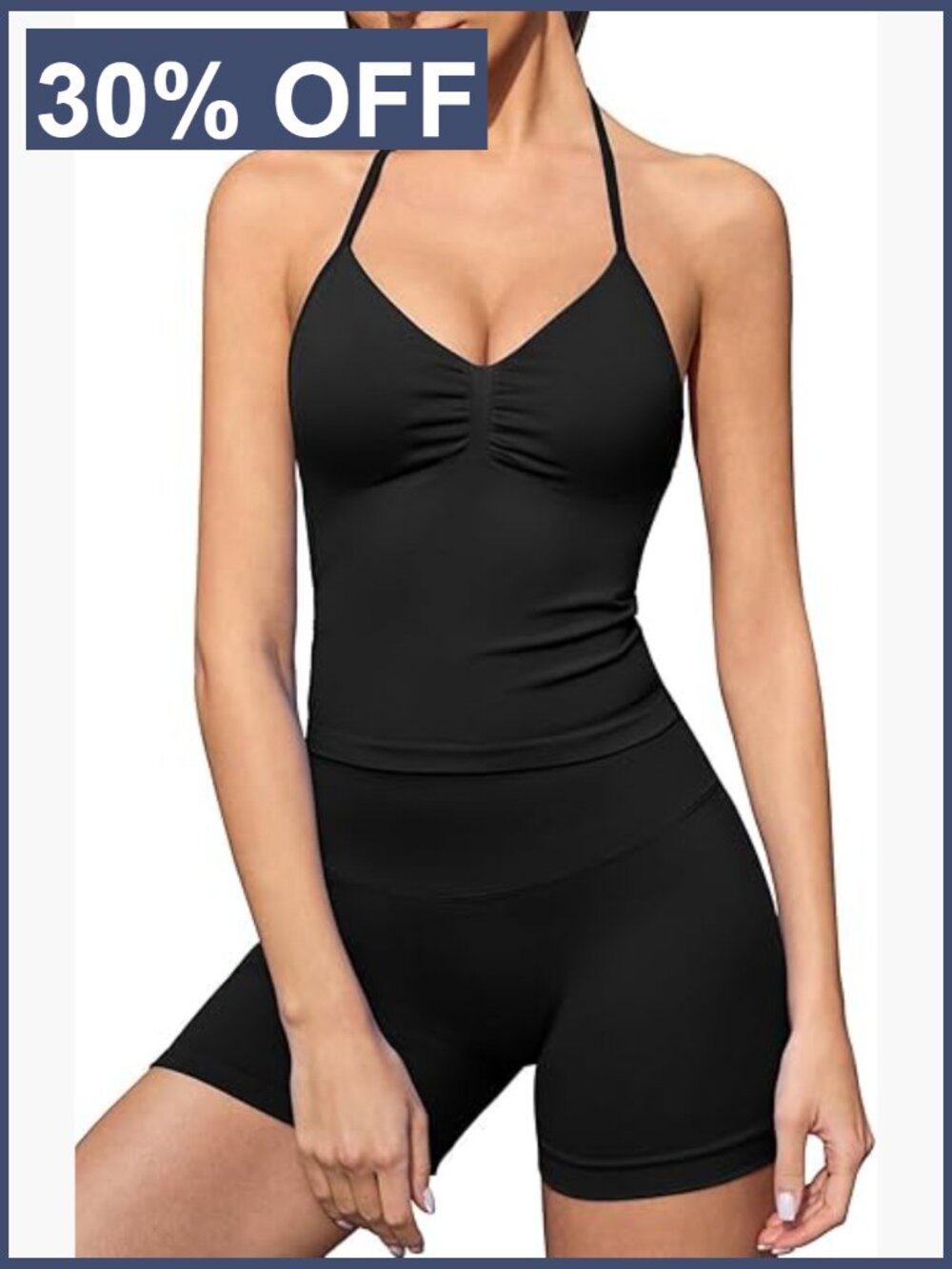 2 Piece Ribbed Tank Top & Booty Shorts Yoga Set